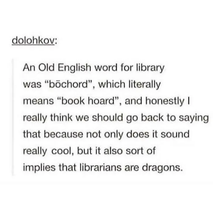 All In Favour Of Changing Library To Book Hoard, And Librarian To Book Dragon? :)