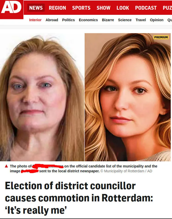 Side-by-side comparison of a woman's real photo and her heavily edited photo showing Instagram Reality