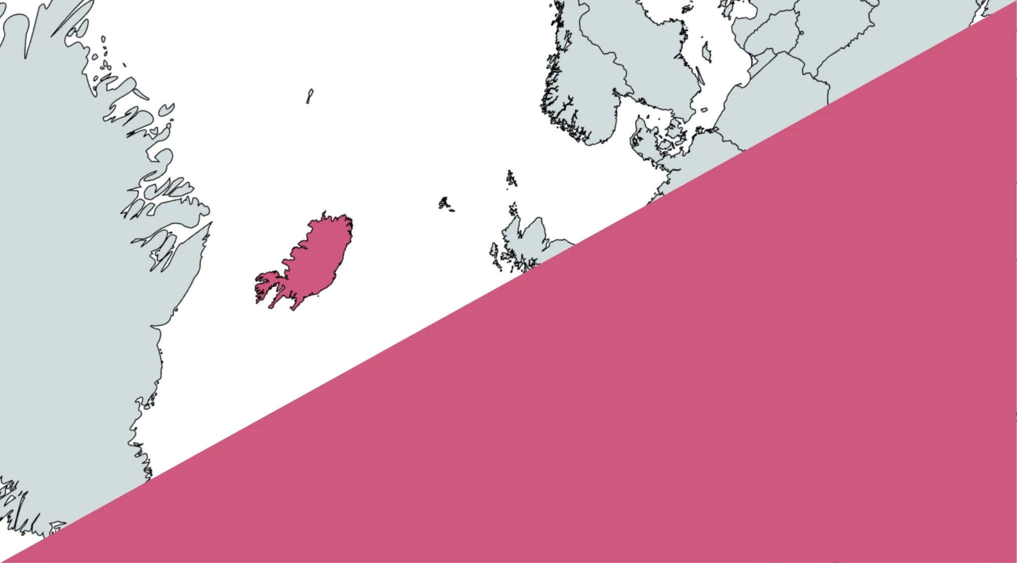 Map highlighting Iceland in red for guess the country from the crazy map quiz focusing on country identification.