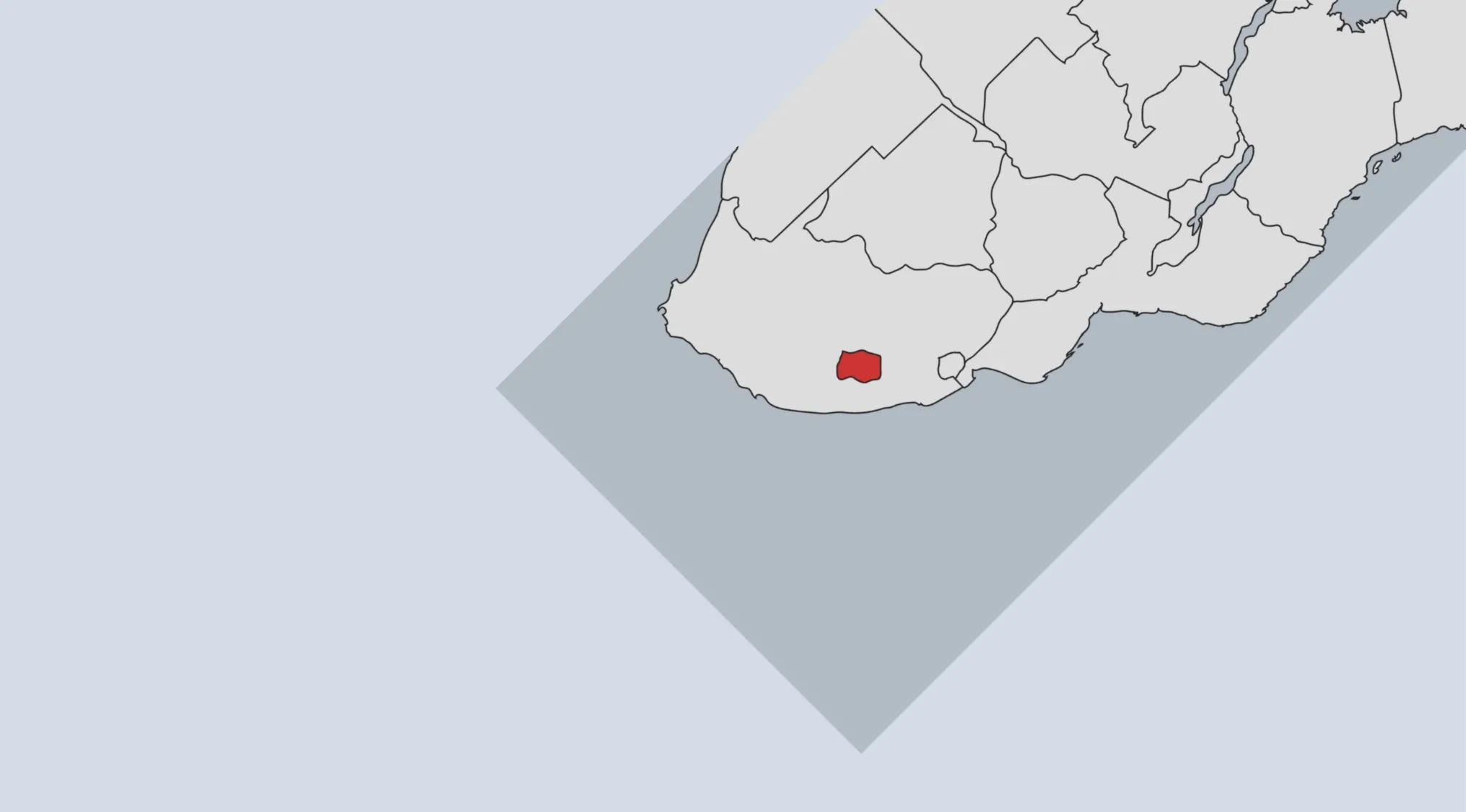 Map highlighting a small region in southern Africa for a guess the country from the crazy map geography challenge.