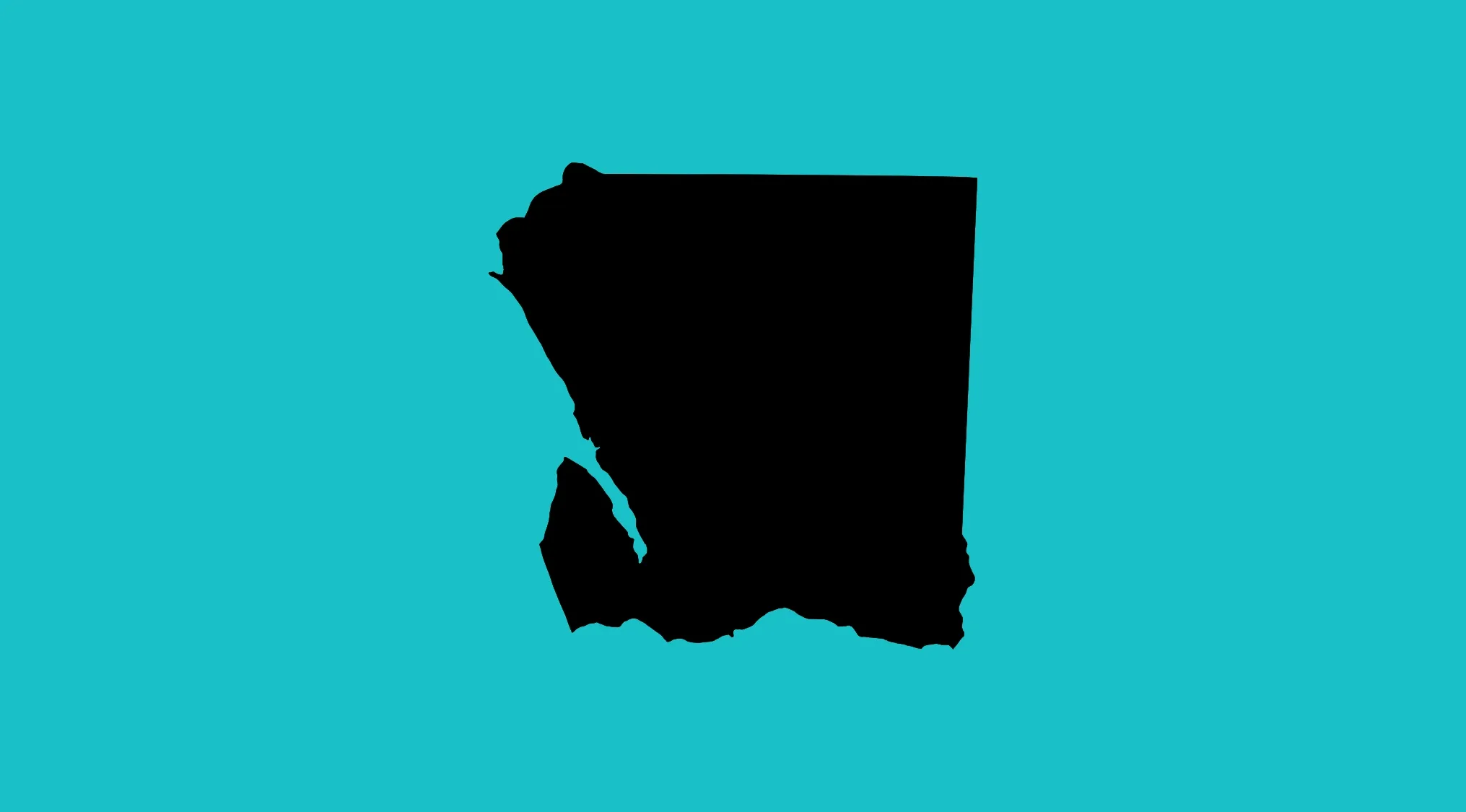 Upside-down outline of a country silhouette on a blue background for guess the country from the crazy map challenge.