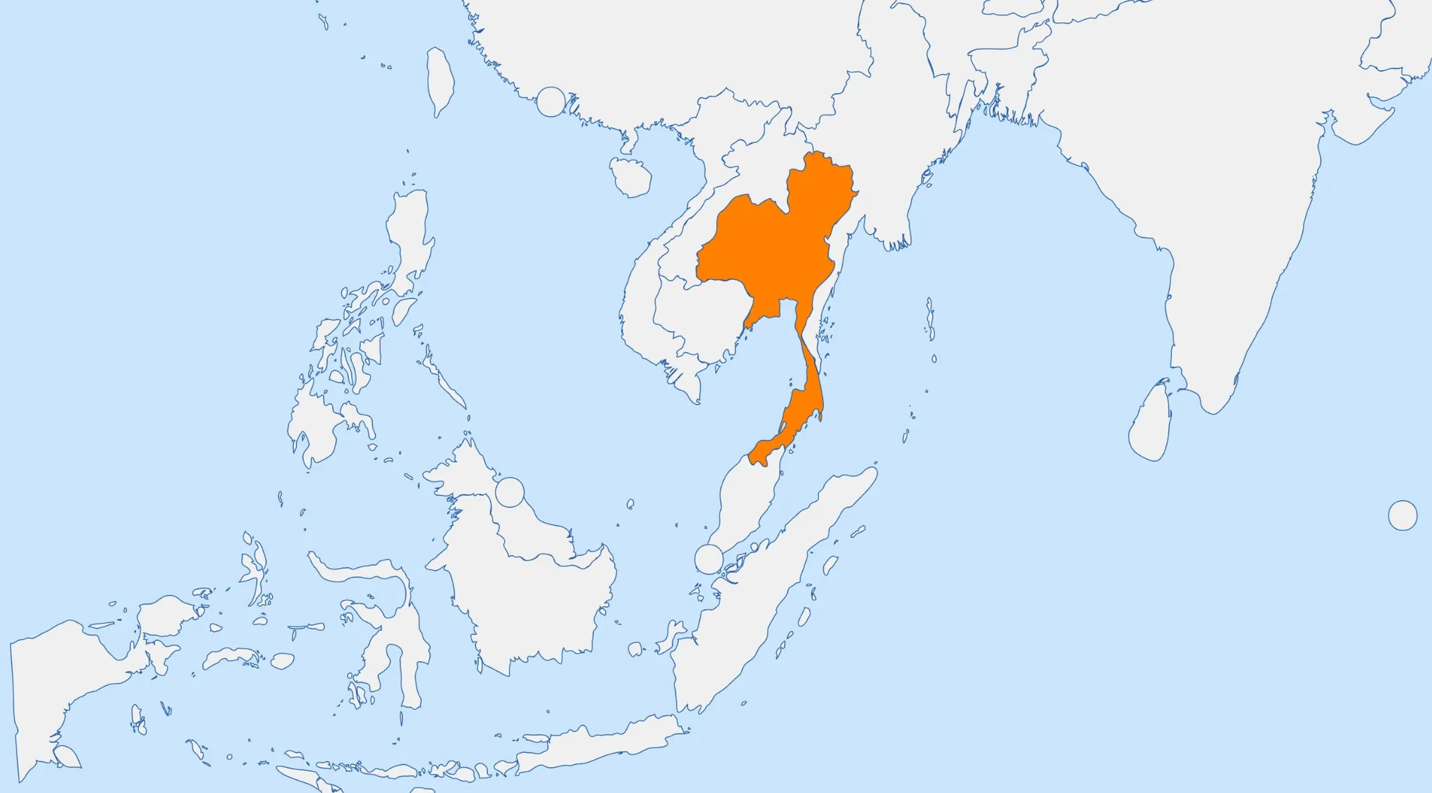 Map highlighting a Southeast Asian country in bright orange for the guess the country from the crazy map game.