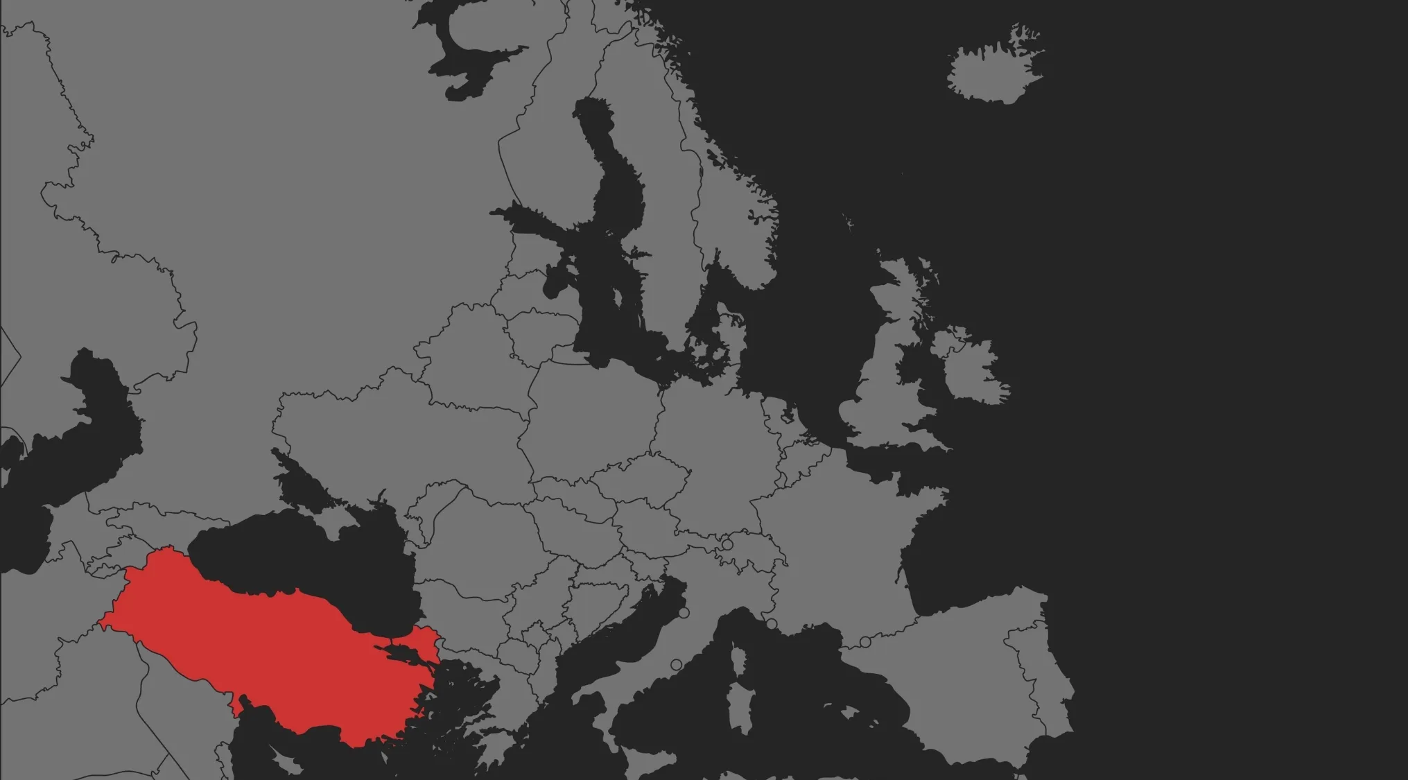 Map highlighting a country in red in Europe for guessing the country from the crazy map challenge quiz.