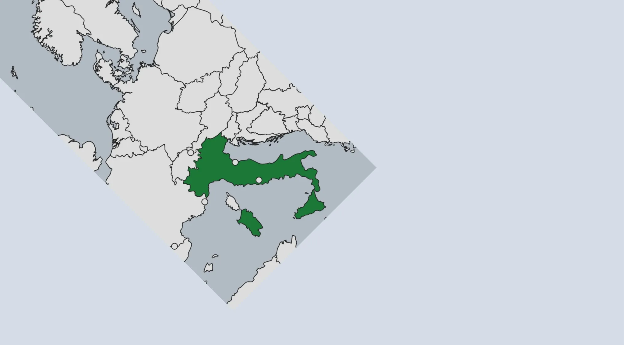 Fragment of a sliced map showing a green highlighted region for guess the country from the crazy map challenge.