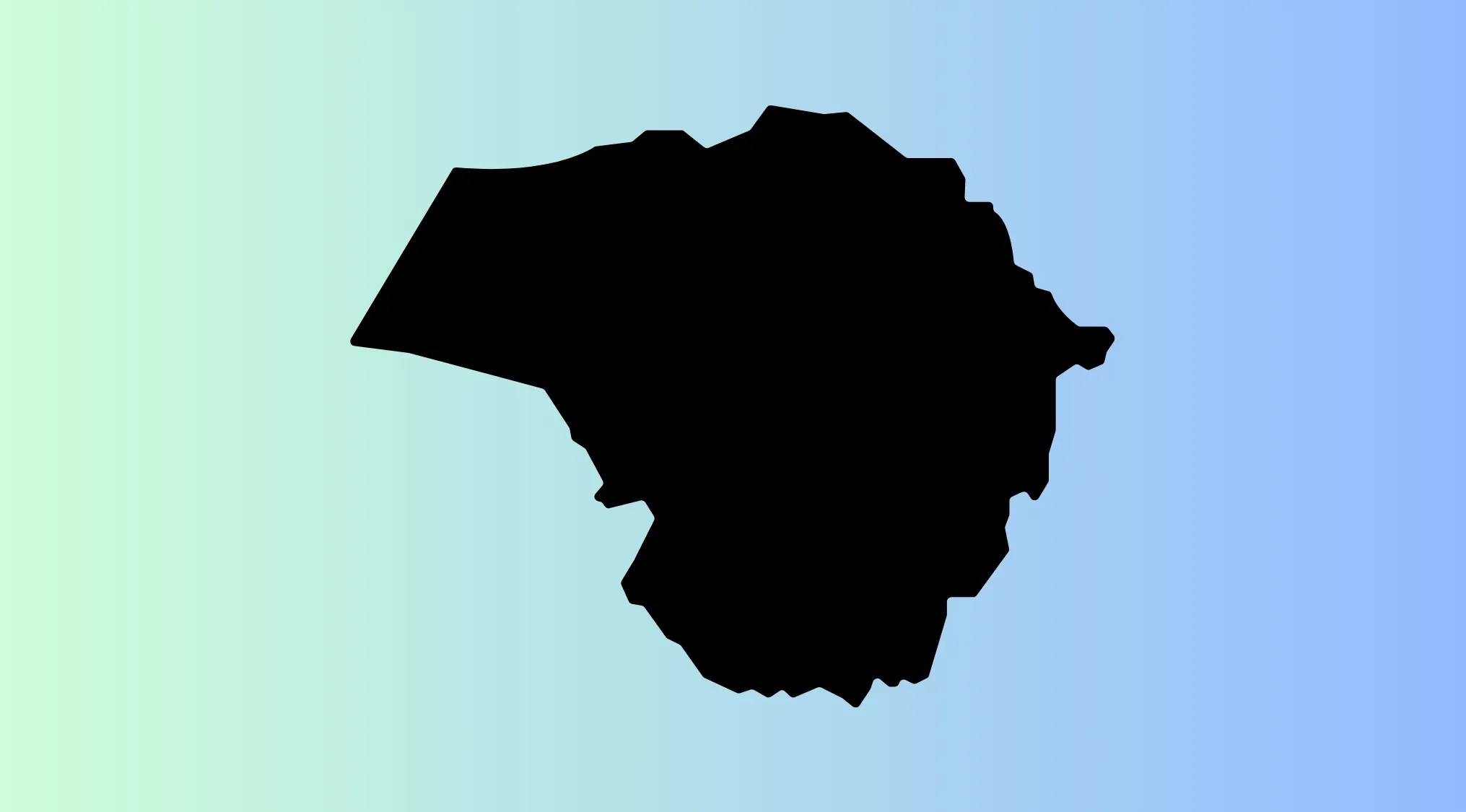 Rotated black country outline on gradient background for guess the country from the crazy map quiz part 5.