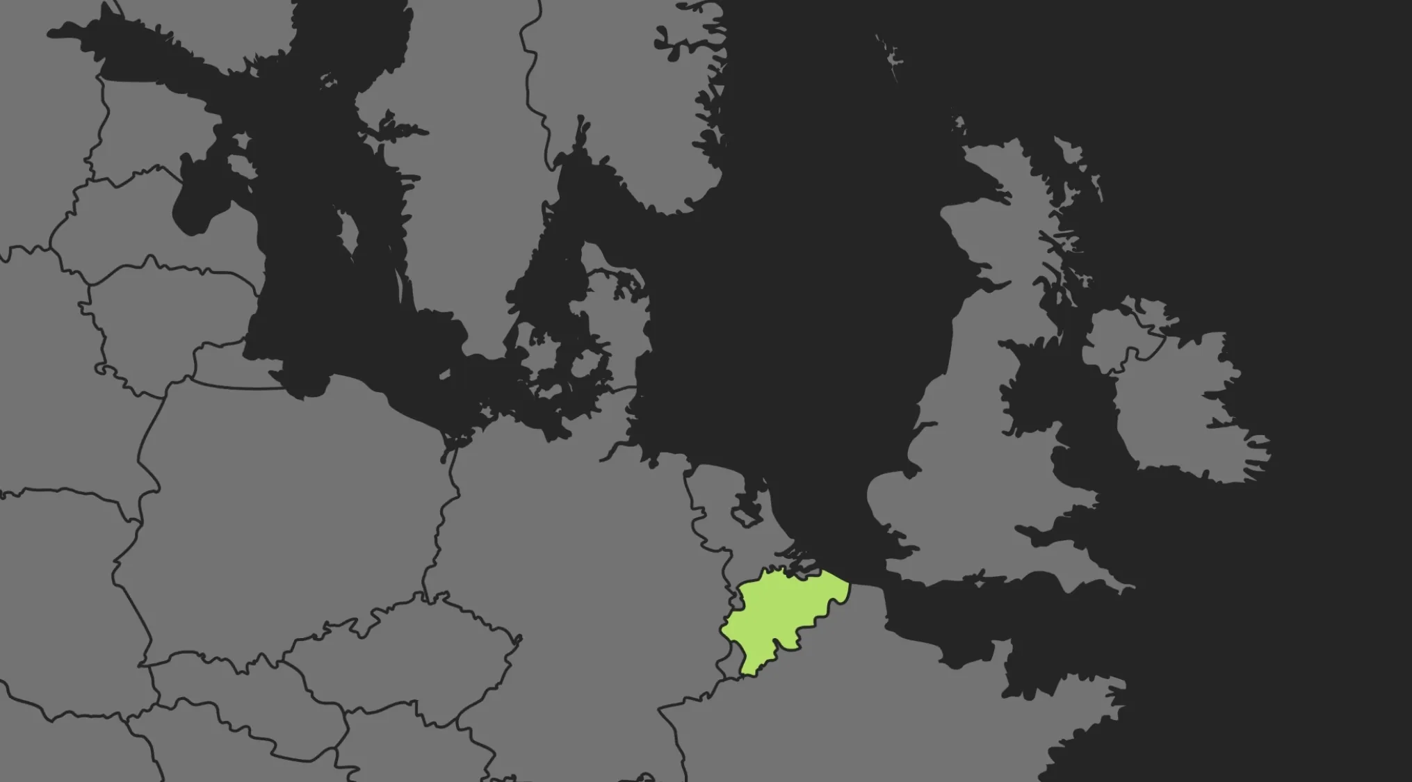 Mirrored map highlighting a country in green within Europe for guessing the country from the crazy map challenge.