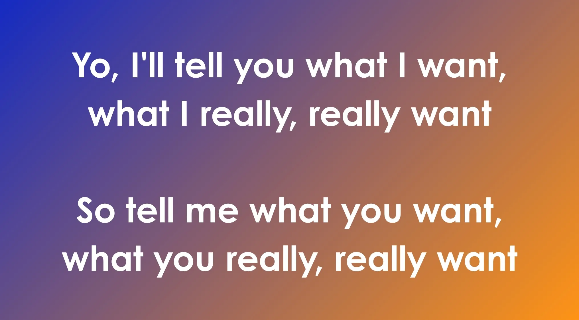 Opening lyrics of 80s and 90s songs displayed on a blue and orange gradient background in bold white text.