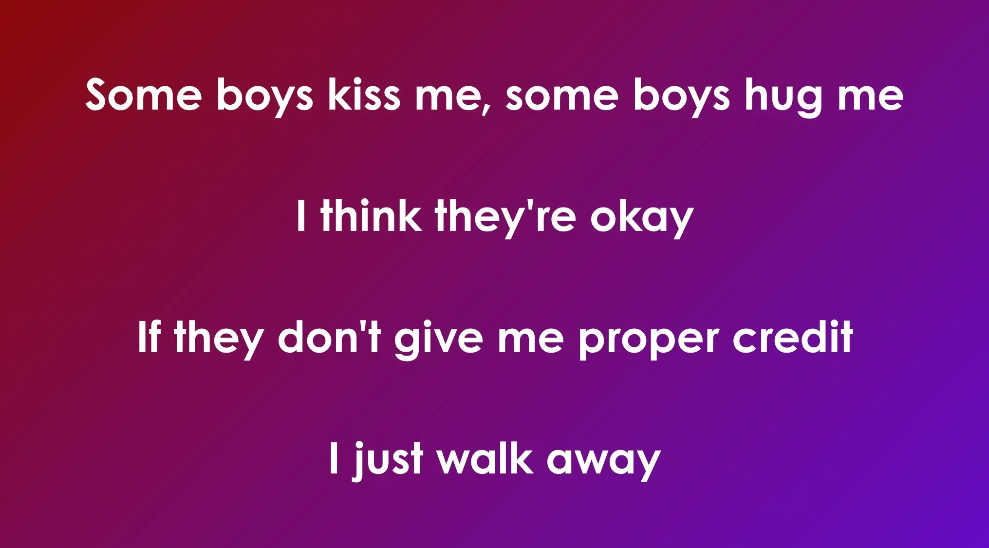 Opening lyrics of 80s and 90s songs displayed on a purple and red gradient background in white bold text.