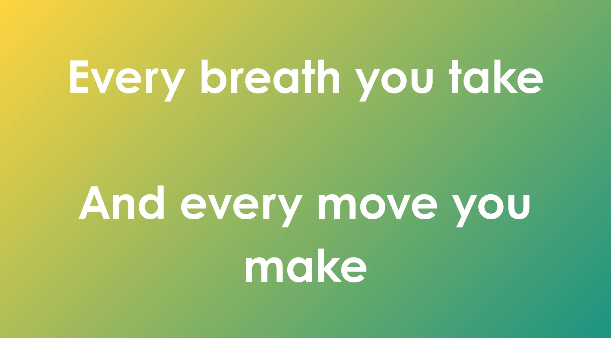 Opening lyrics of 80s and 90s songs challenge with text every breath you take and every move you make on gradient background.