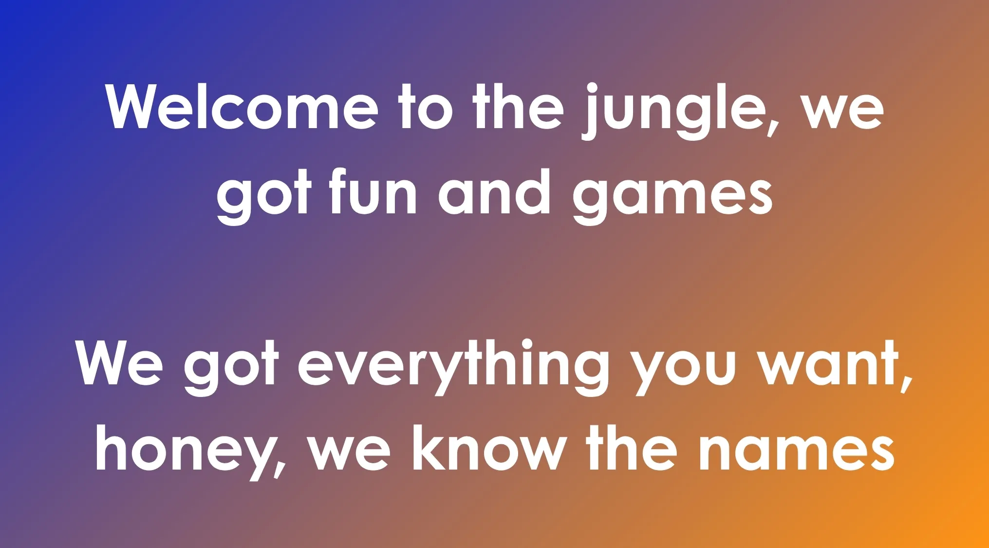 Opening lyrics of 80s and 90s songs on blue and orange background asking to guess the band from song starters.