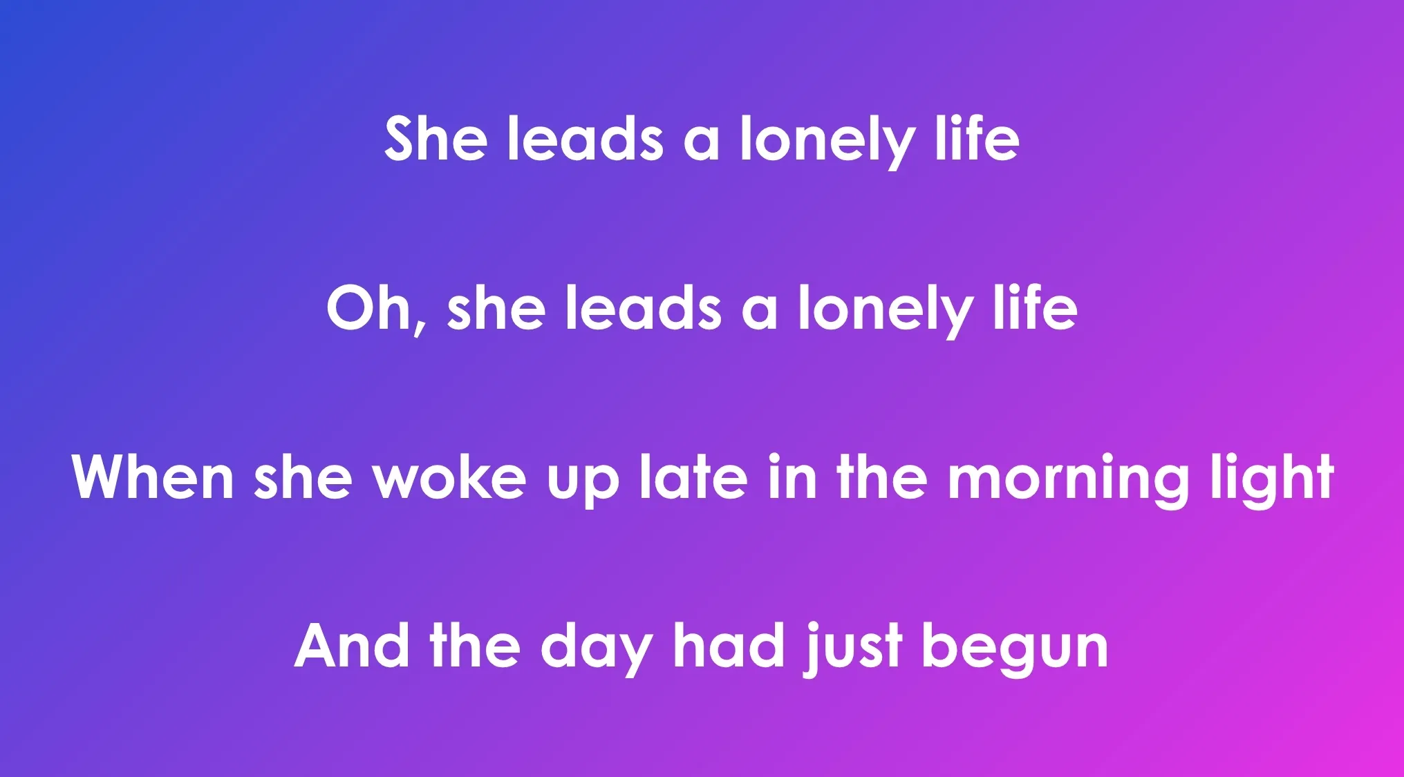 Opening lyrics of 80s and 90s songs displayed on a purple gradient background with white bold text.