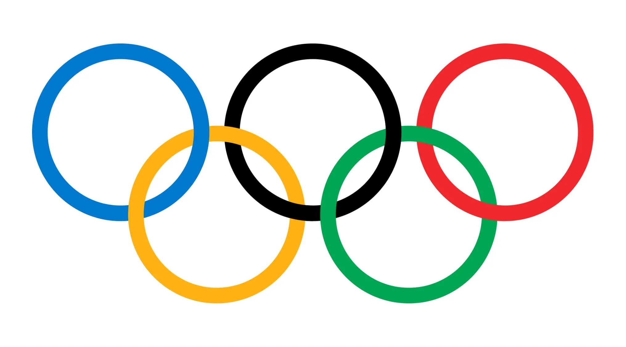 Olympic rings symbol in blue, yellow, black, green, and red representing the first modern Olympic Games host country.