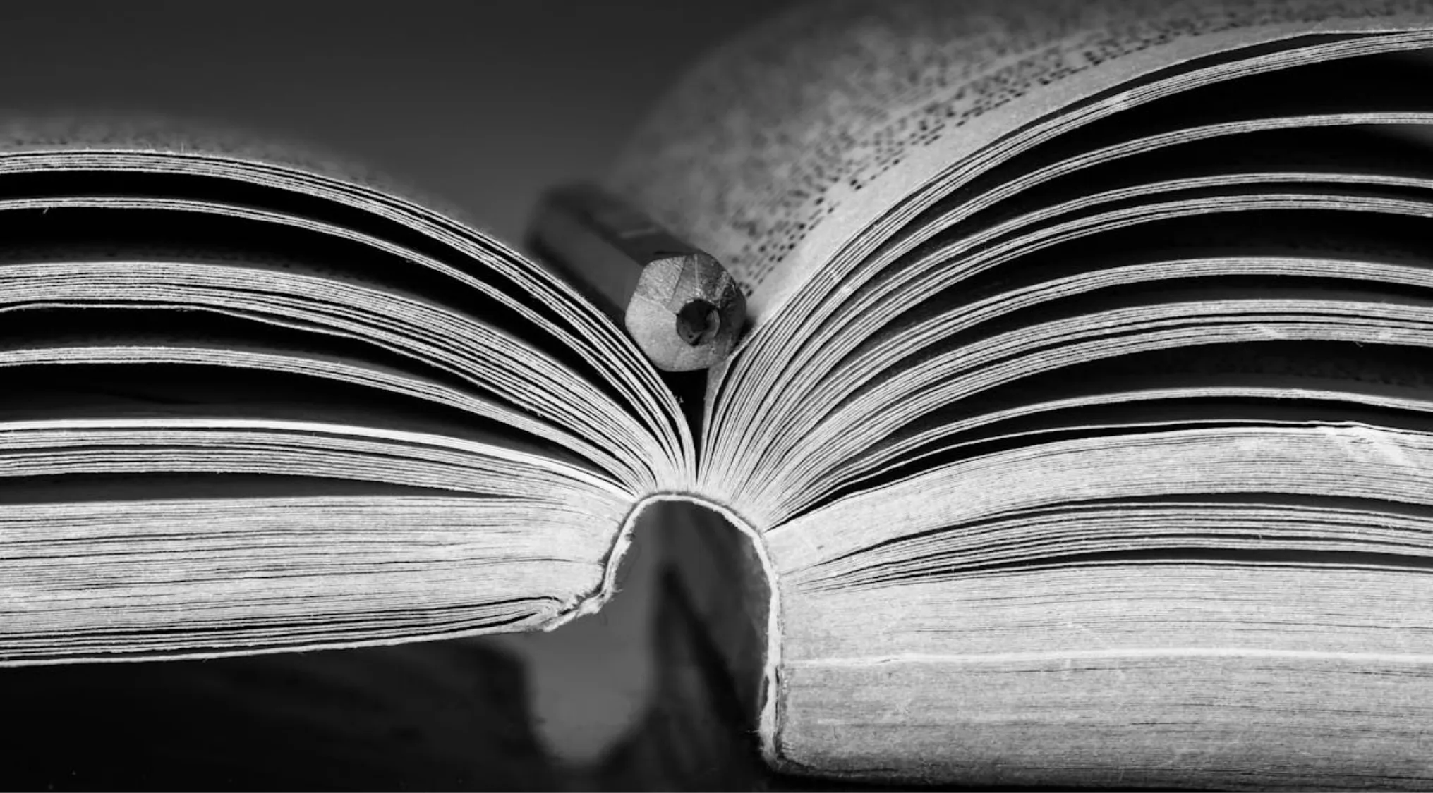 Close-up of an open book with a pencil placed in the center, illustrating language and native speakers worldwide.