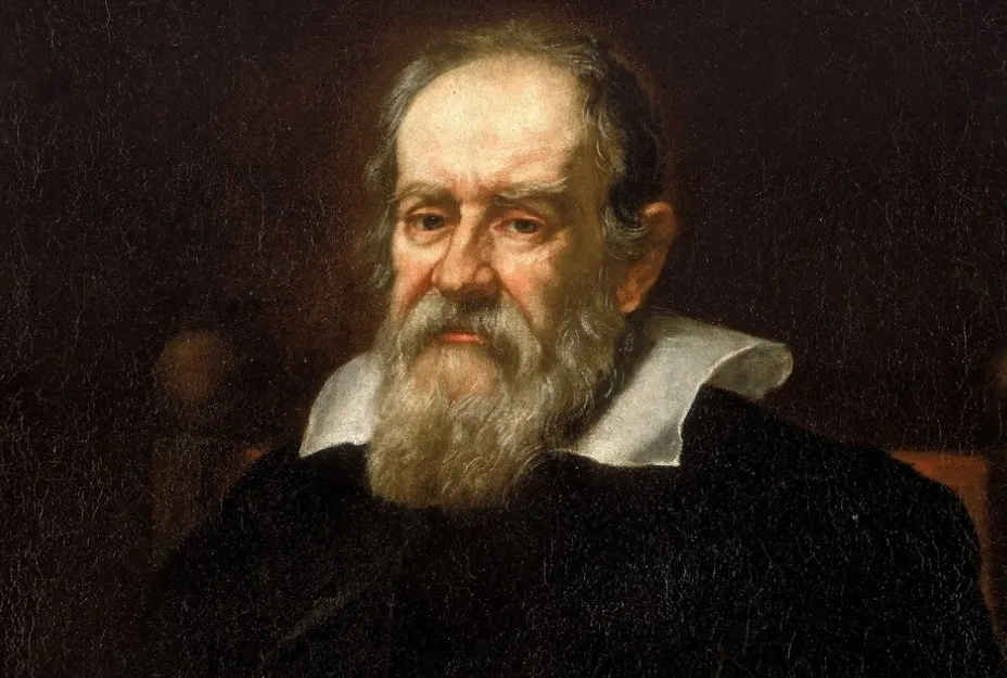 Portrait of scientist Galileo Galilei with a white beard, known for contributions to the law of gravity and physics.