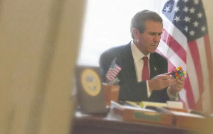 George Bush Attempts Rubik's Cube