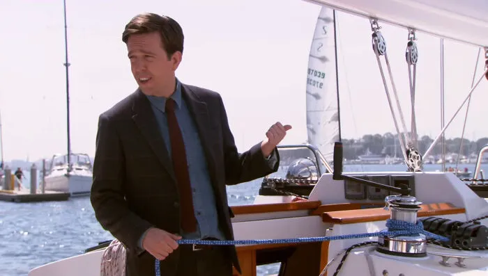 In The Office, Andy leaves for a three-month boat trip to find himself and fulfill a lifelong dream of sailing, following his family’s financial ruin. He doesn’t inform the corporation, leaving his branch without a manager and his girlfriend without a partner.