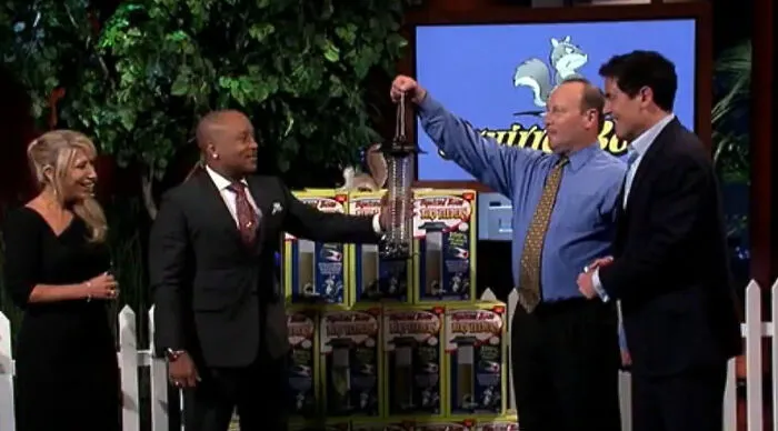 The Squirrel Boss is a remote-controlled bird feeder pitched by Michael J. Desanti in Season 4 of Shark Tank. It delivers a mild electric shock to squirrels to deter them from stealing birdseed. The Sharks were unimpressed.