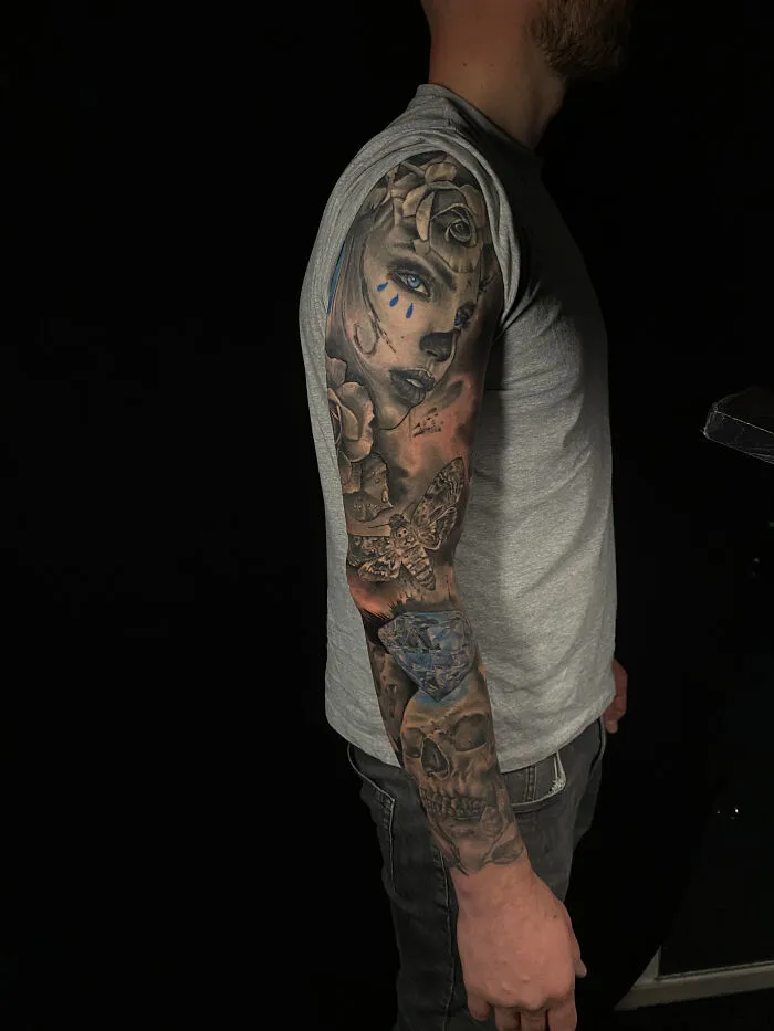 Surreal Realism: Portrait, Moth & Skull