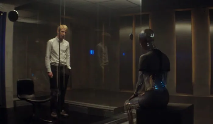 In Ex Machina, Caleb trusts an AI robot more than his own boss, after establishing a connection between himself and the advanced AI. He ends up causing major trouble.