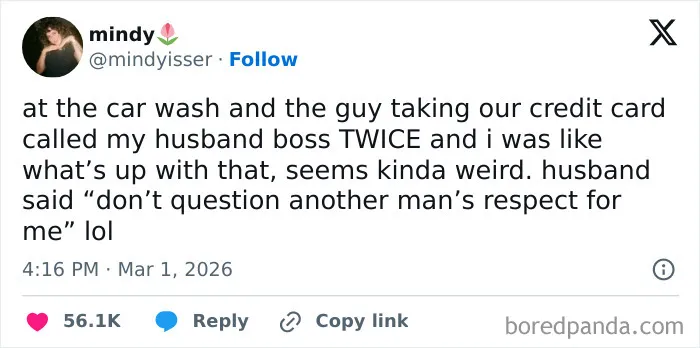 Screenshot of a funny tweet about a car wash incident, reflecting humor from popular tweets about the US.