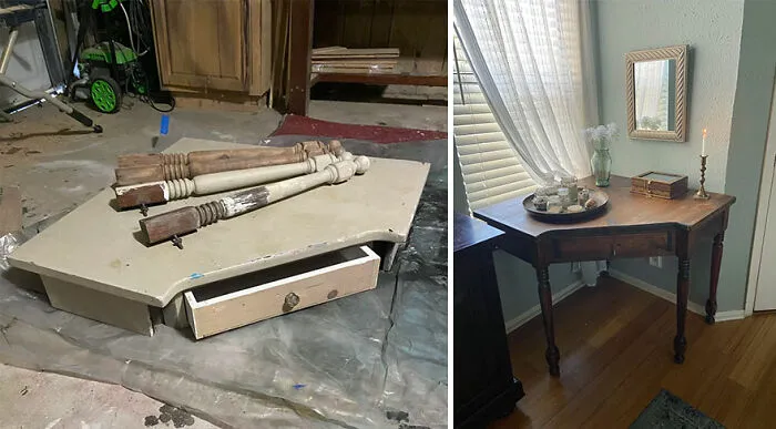 I Recently Found This Corner Table In The Trash And Stripped Three Coats Of Ugly Paint Off Of It And Stained It