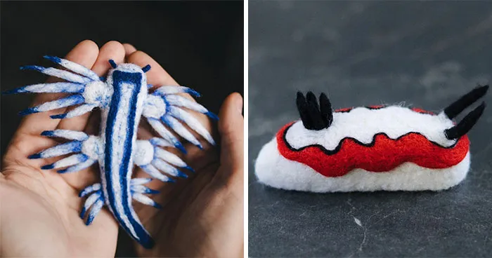 Artist Makes Delightfully Odd Felted Figurines Based On Real Sea Slugs (34 Pics)