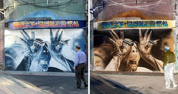 Thai Street Artist LuckyLeg Makes Murals That Feel Beautiful And Uncomfortable (34 Pics)