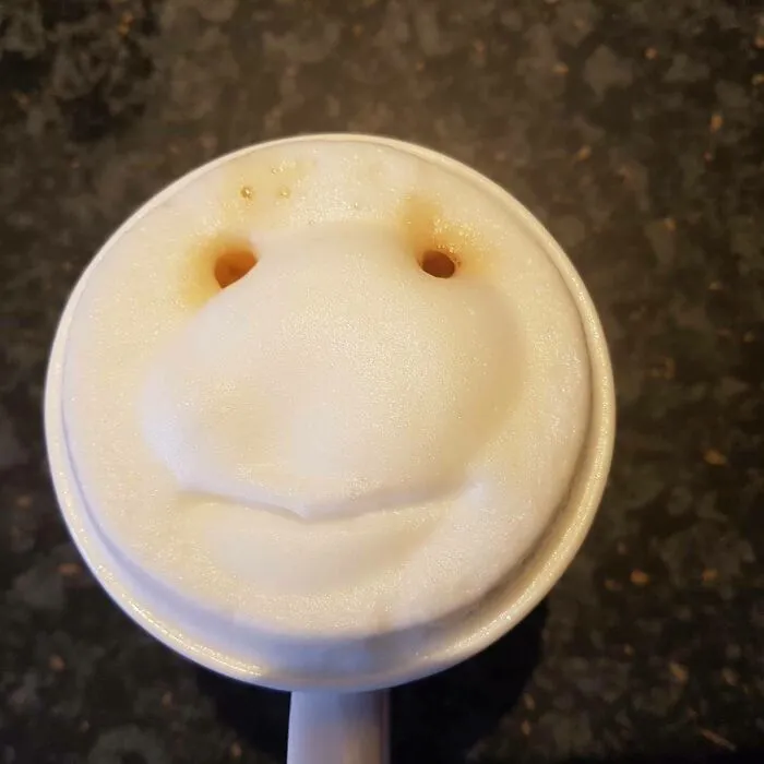 33 The Most Unintentionally Hilarious "Coffee Faces" Found In Foam Shared By This Community