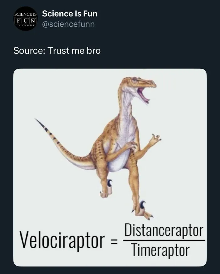 Velociraptor meme humor explaining dinosaur name formula with funny science memes and interesting posts.