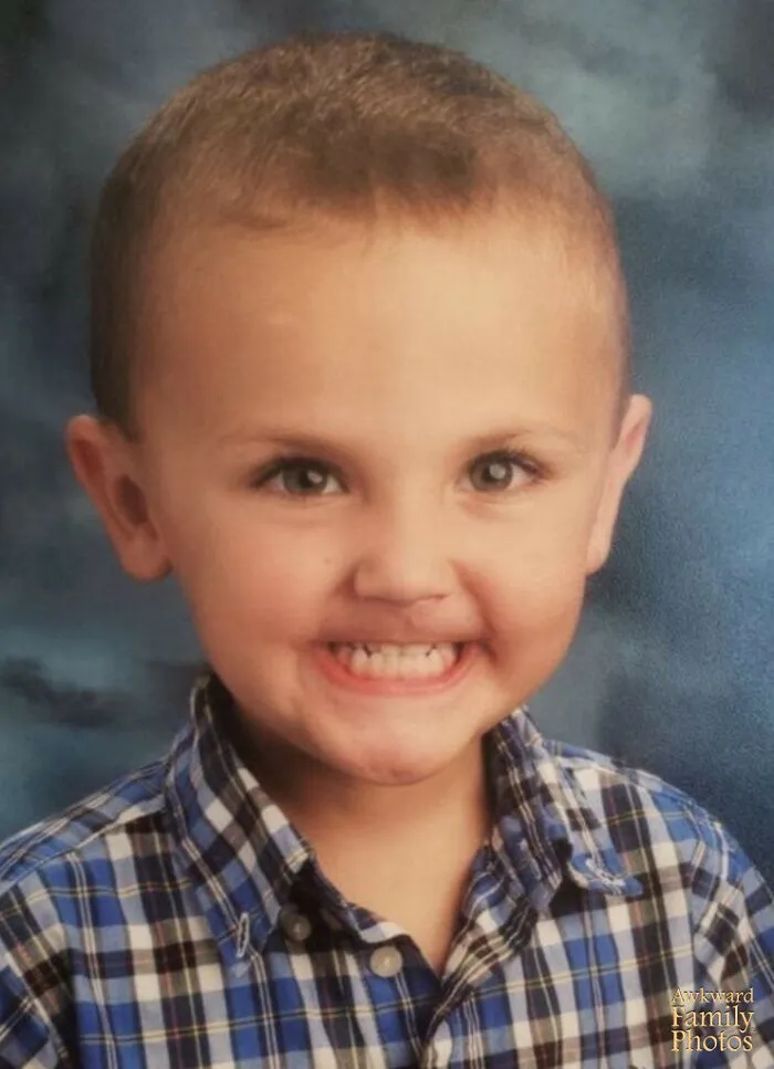 My Nephew’s First Picture Day. He Tried So Hard To Have The Perfect Smile. Instead He Looks Like He Has Dead Bodies In His Freezer