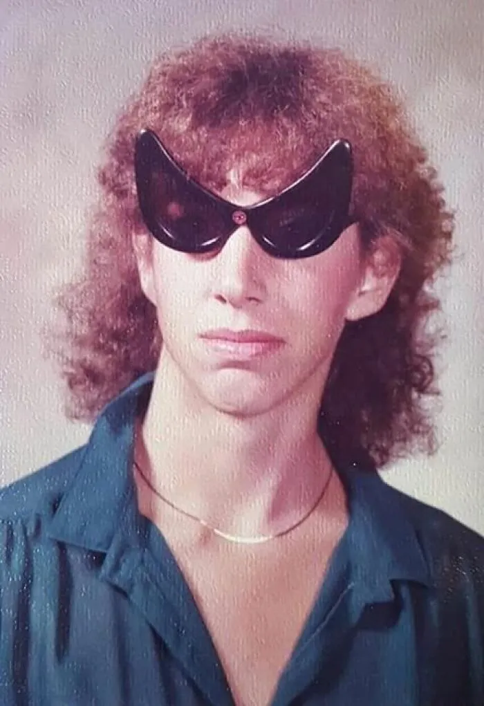 My 1981 High School Yearbook Photo With Perm And Spiderman Glasses