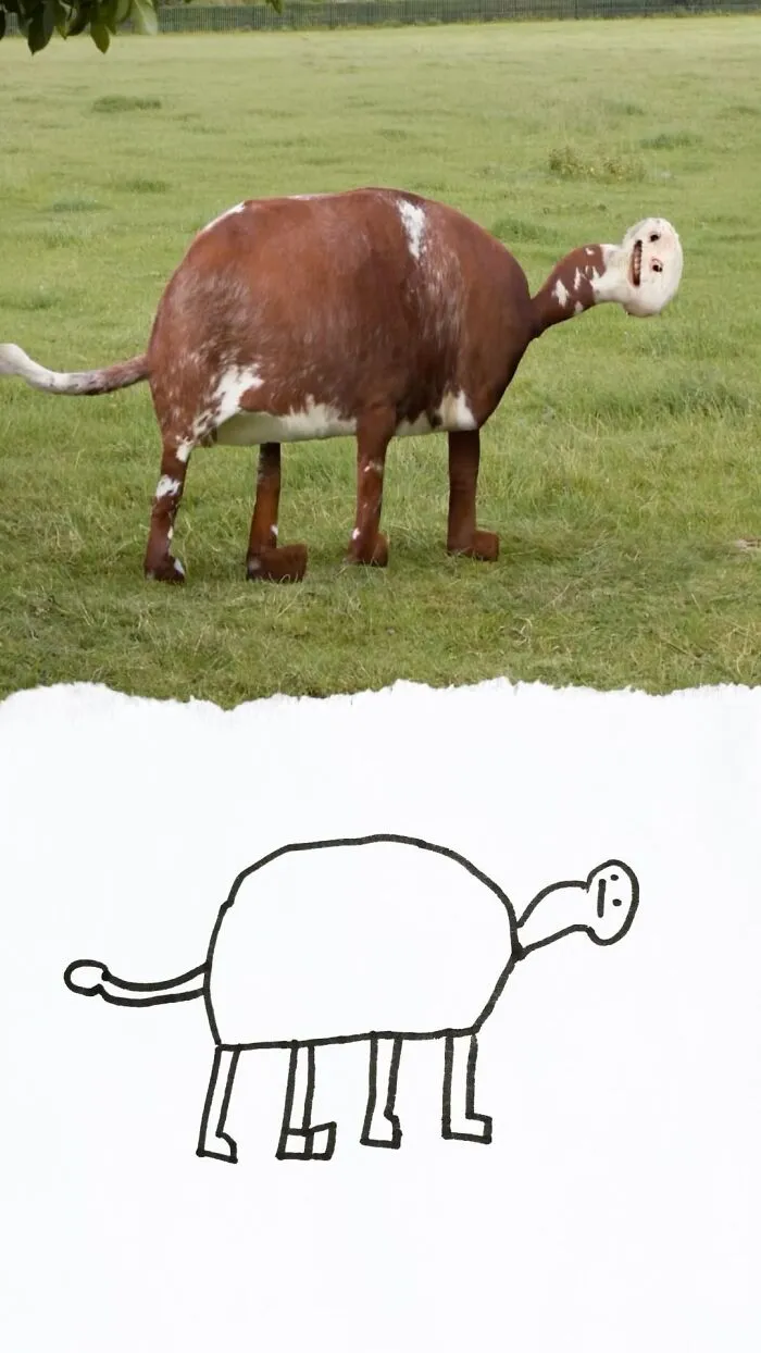 28 Terrifyingly Funny Recreations Of Kids’ Drawings By This Dad (New Pics)