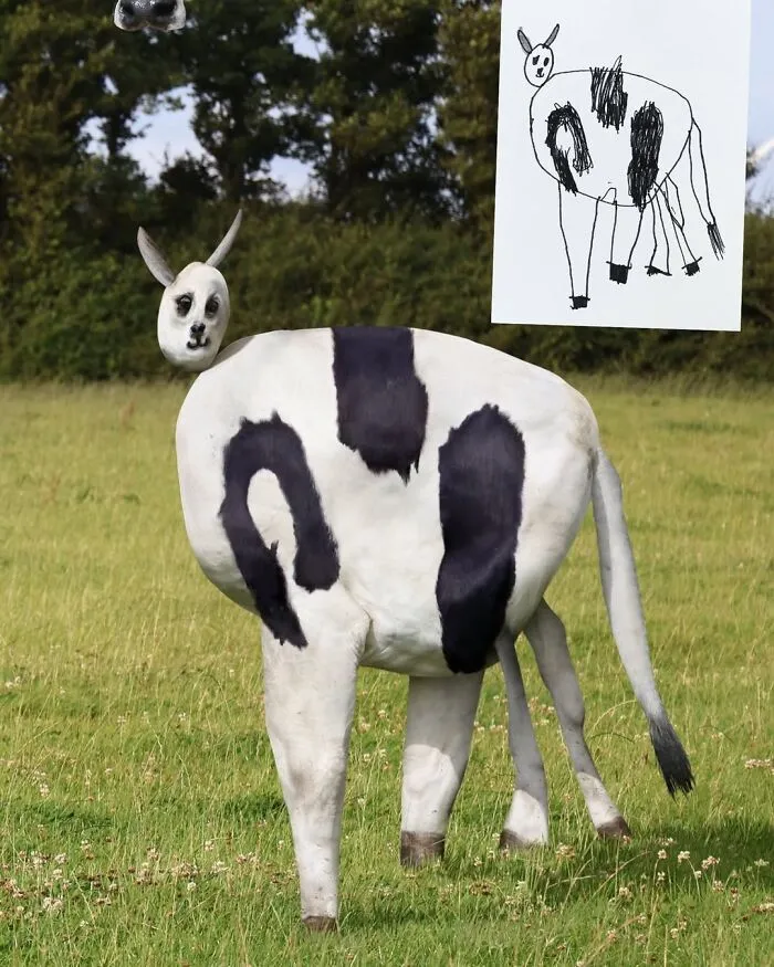 28 Terrifyingly Funny Recreations Of Kids’ Drawings By This Dad (New Pics)