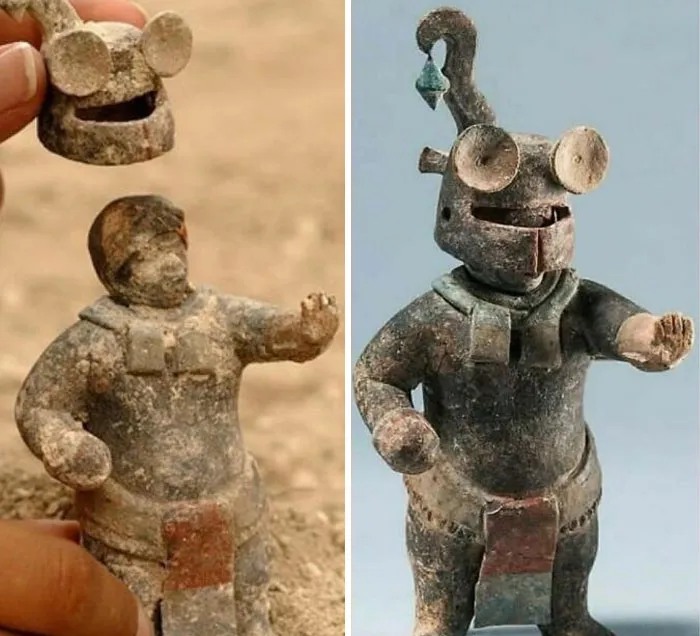 1,500 Year Old Ceramic Maya Figurine With A Removable Helmet