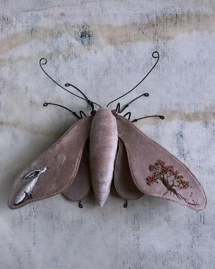 Artist Larysa Bernhardt Uses Old Textiles To Create Stunning Moth Sculptures (34 Pics)