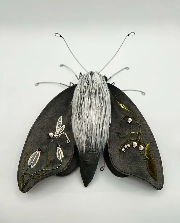 Artist Larysa Bernhardt Uses Old Textiles To Create Stunning Moth Sculptures (34 Pics)