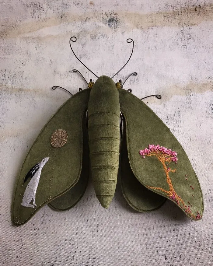 Artist Larysa Bernhardt Uses Old Textiles To Create Stunning Moth Sculptures (34 Pics)