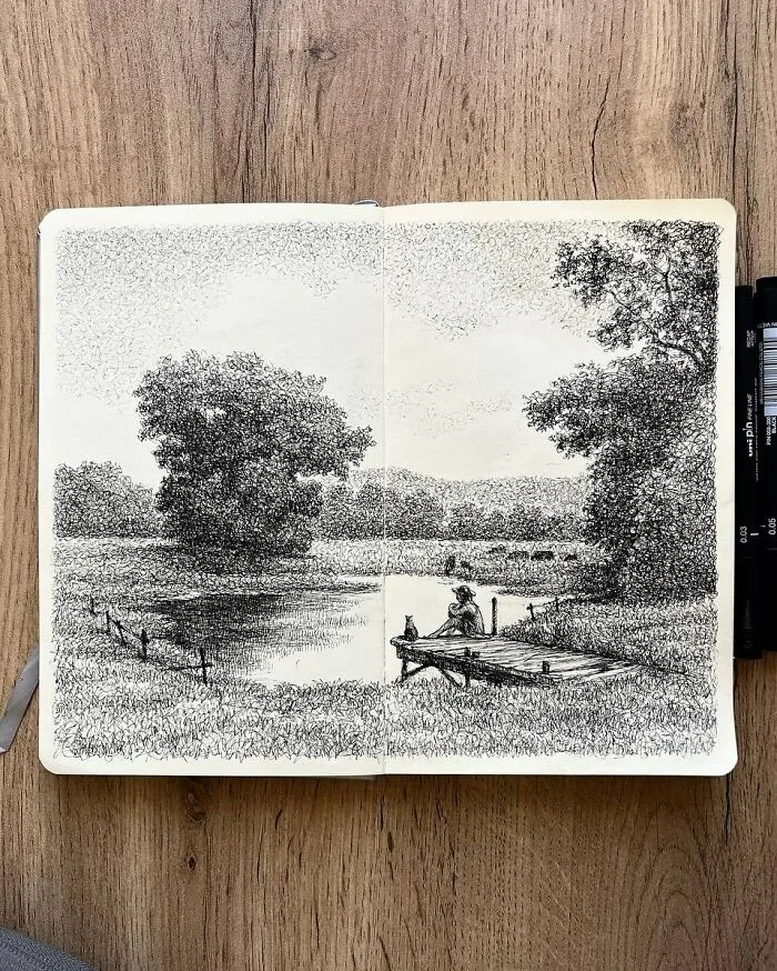 40 Ink Sketches By This Artist That Make A Simple Notebook Feel Like A Window Into Another World