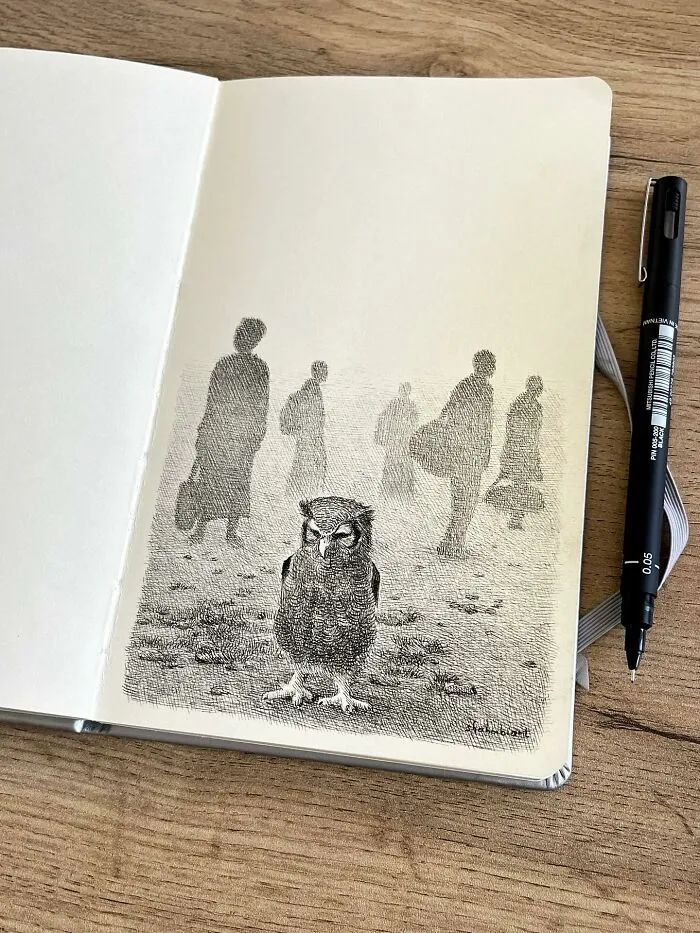 40 Ink Sketches By This Artist That Make A Simple Notebook Feel Like A Window Into Another World