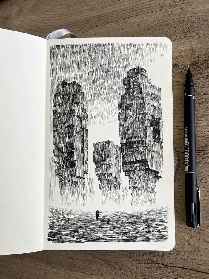 40 Ink Sketches By This Artist That Make A Simple Notebook Feel Like A Window Into Another World
