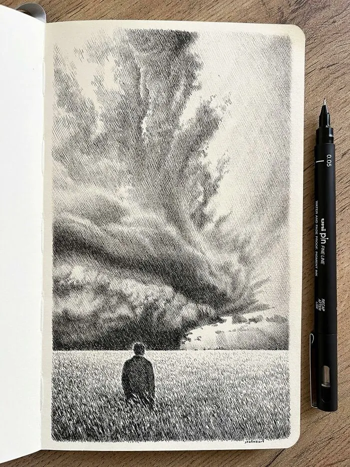 40 Ink Sketches By This Artist That Make A Simple Notebook Feel Like A Window Into Another World