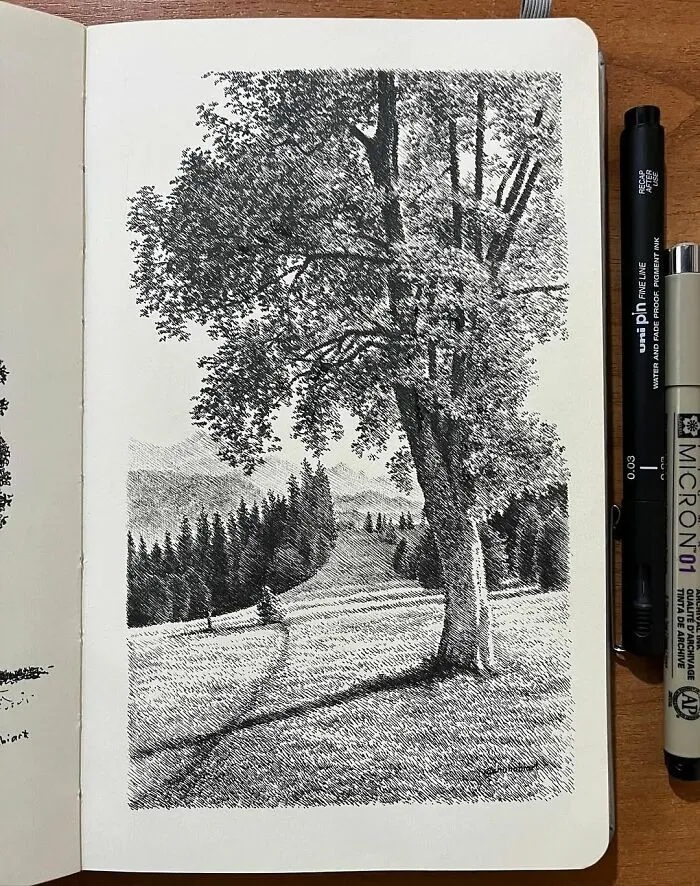 40 Ink Sketches By This Artist That Make A Simple Notebook Feel Like A Window Into Another World
