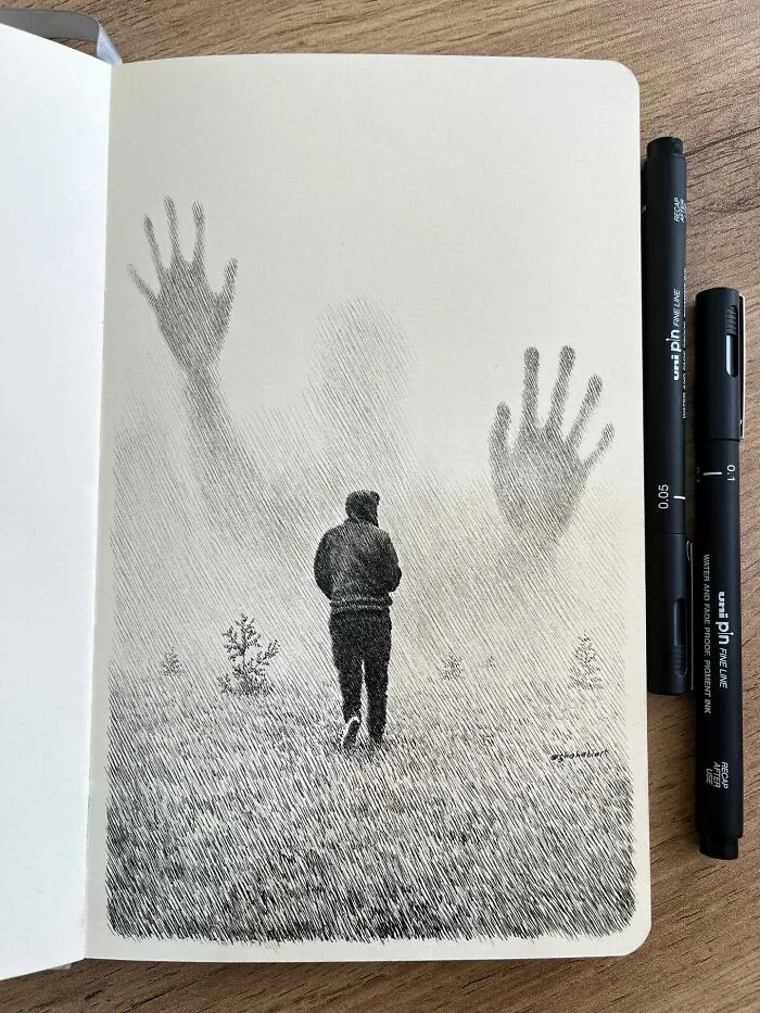 40 Ink Sketches By This Artist That Make A Simple Notebook Feel Like A Window Into Another World