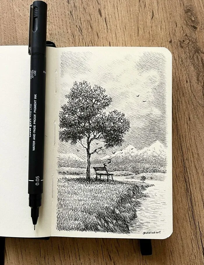 40 Ink Sketches By This Artist That Make A Simple Notebook Feel Like A Window Into Another World