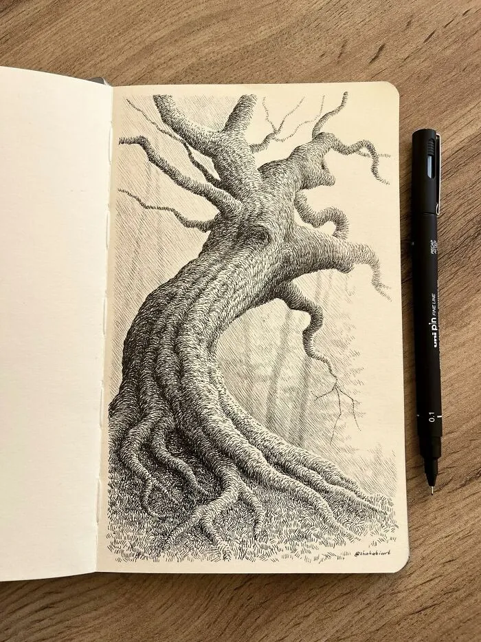 40 Ink Sketches By This Artist That Make A Simple Notebook Feel Like A Window Into Another World