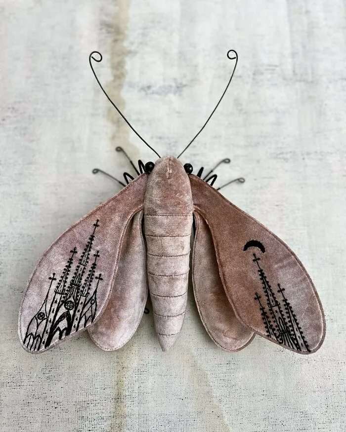 Artist Larysa Bernhardt Uses Old Textiles To Create Stunning Moth Sculptures (34 Pics)