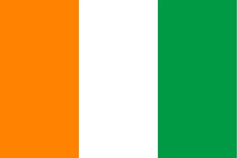 Irish flag with vertical stripes of orange, white, and green representing the correct flag of Ireland.