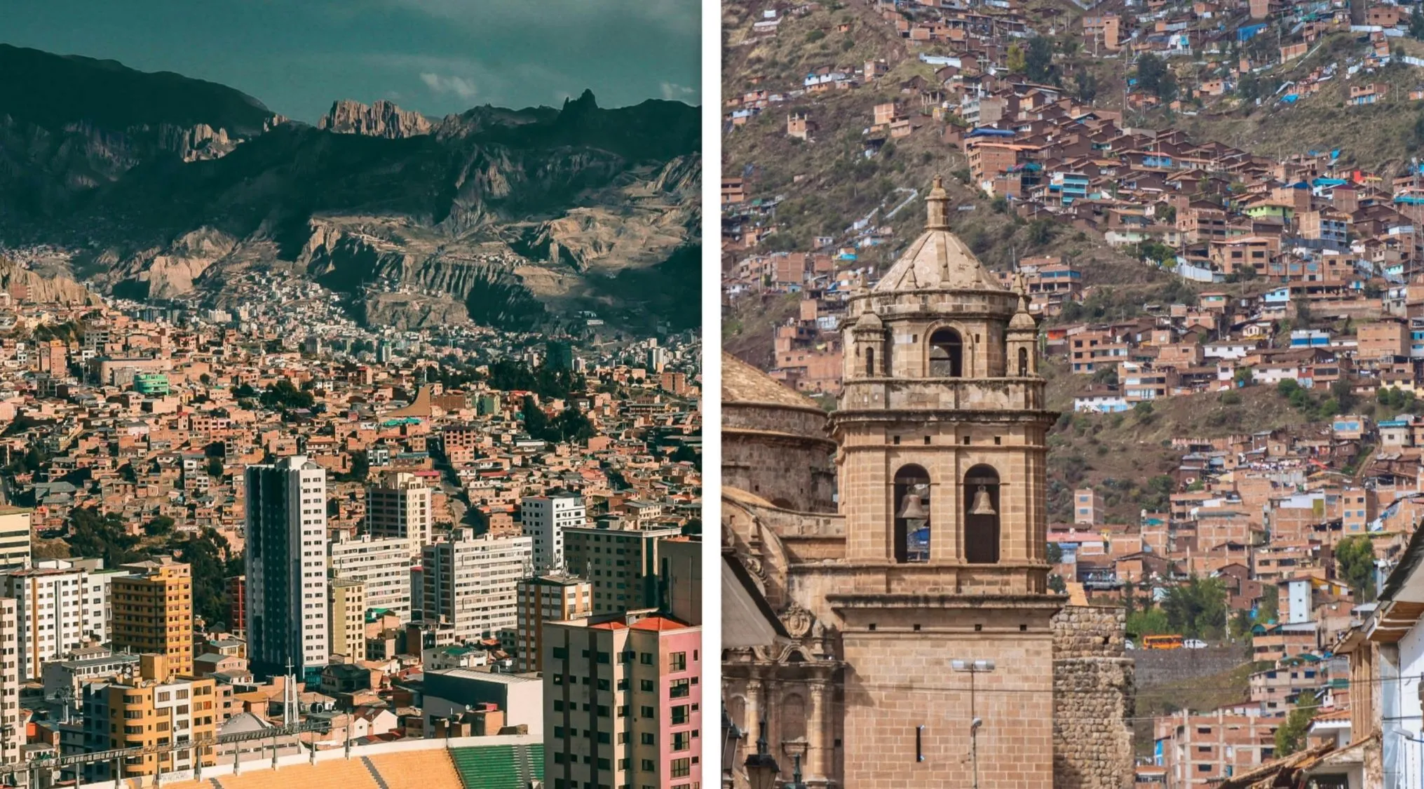 Aerial city view with mountains and historical church building showcasing commonly confused countries in geography quiz.