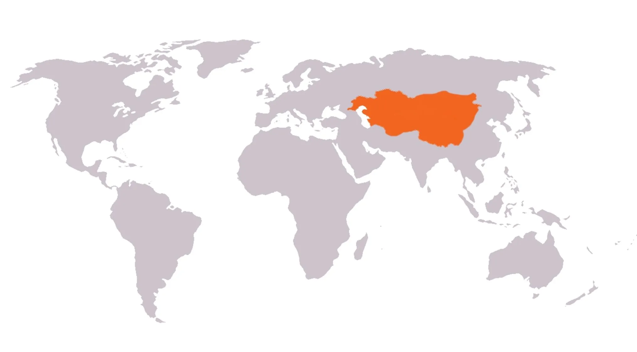 World map with a country highlighted in orange showing an example for commonly confused countries in Central Asia geography quiz.