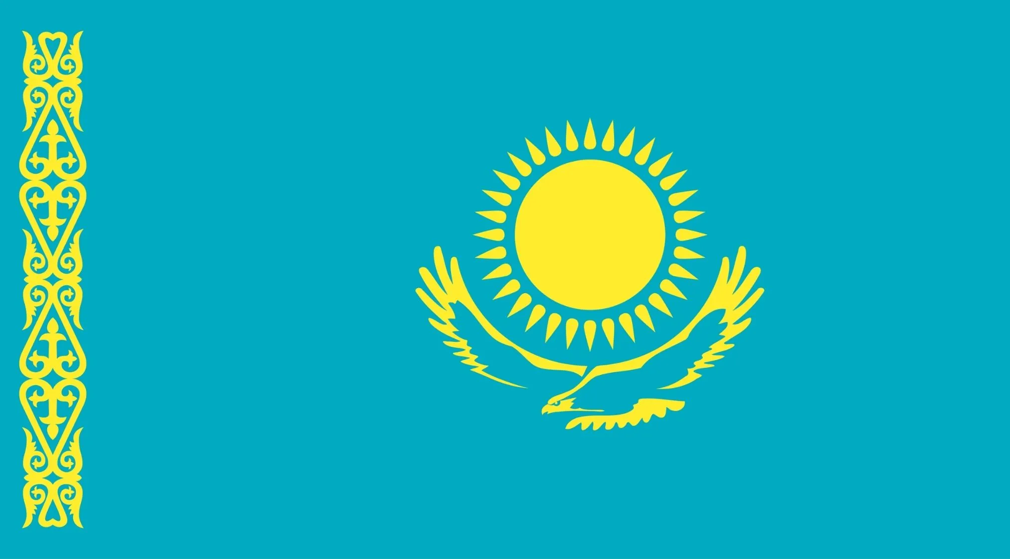 Flag with a blue background featuring a yellow sun and eagle, part of a geography quiz about commonly confused countries.